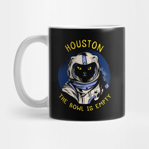 funny cat – Astrocat – Houston, the bowl is empty (dark variant) by LiveForever